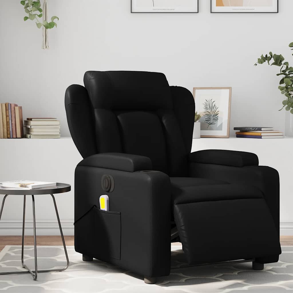 Fauteuil de massage inclinable électrique noir similicuir