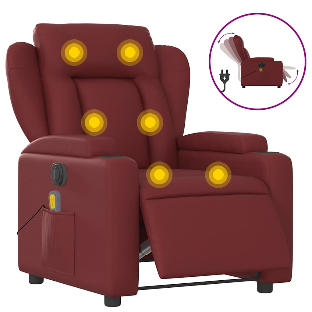Fauteuil de massage inclinable électrique rouge bordeaux