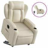 Fauteuil inclinable électrique crème similicuir