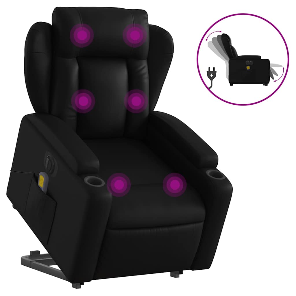 Fauteuil inclinable de massage électrique noir similicuir