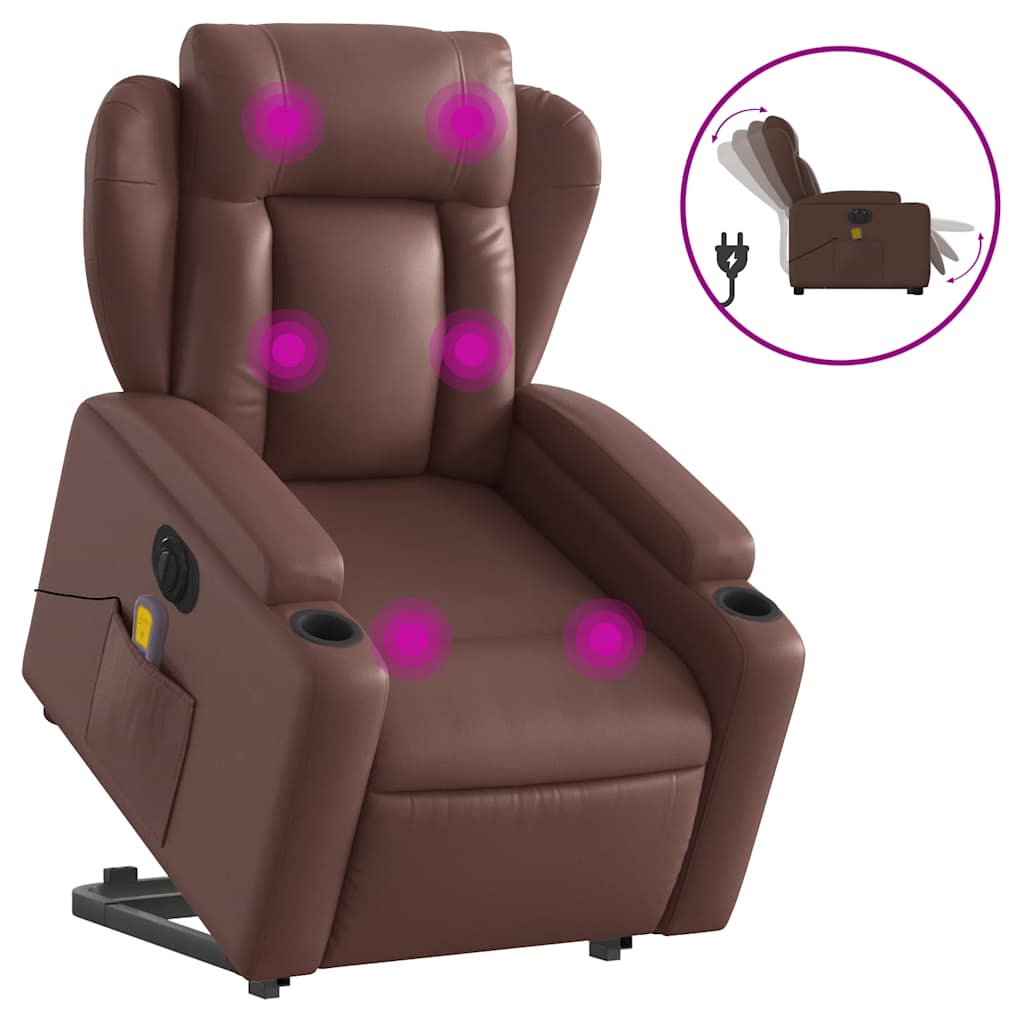 Fauteuil inclinable de massage électrique marron similicuir