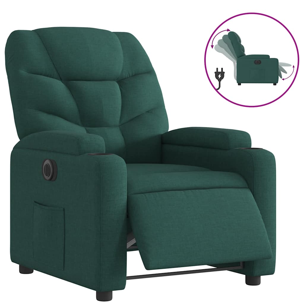 Fauteuil inclinable électrique Vert foncé Tissu