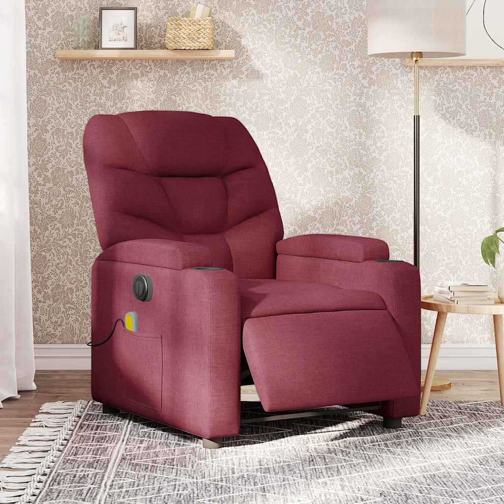 Fauteuil de massage inclinable électrique Rouge bordeaux Tissu