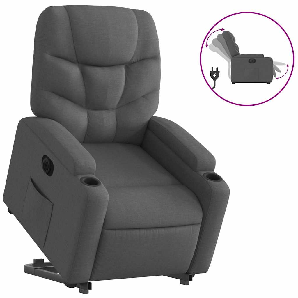 Fauteuil inclinable électrique gris foncé tissu