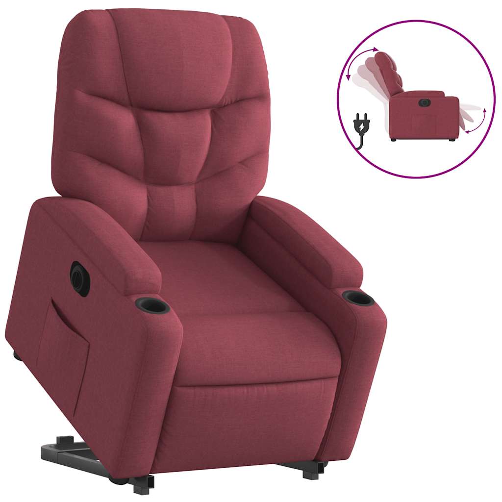 Fauteuil inclinable électrique rouge bordeaux tissu