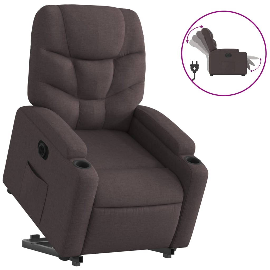 Fauteuil inclinable électrique marron foncé tissu