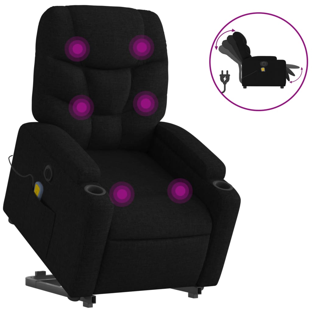 Fauteuil inclinable de massage électrique Noir Tissu
