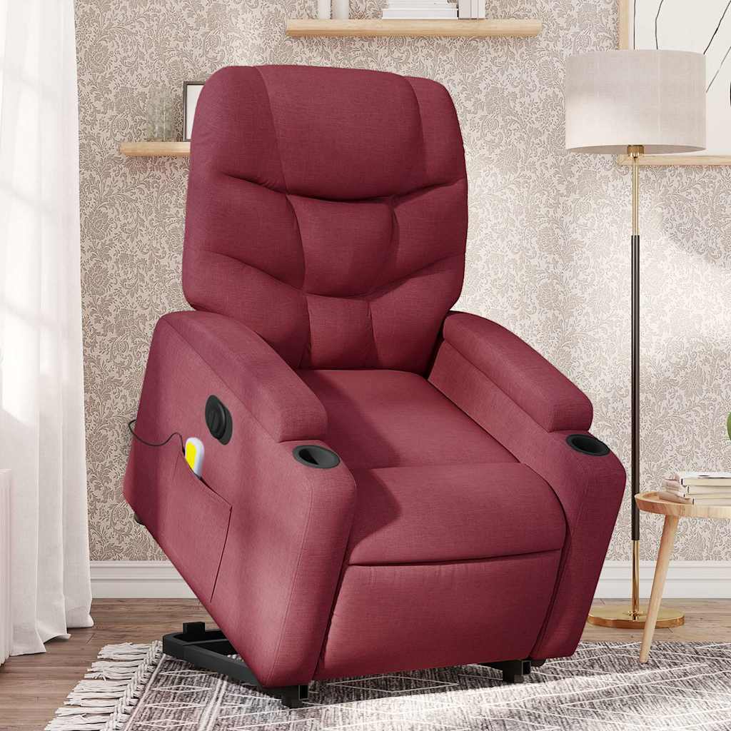 Fauteuil inclinable de massage électrique Rouge bordeaux Tissu