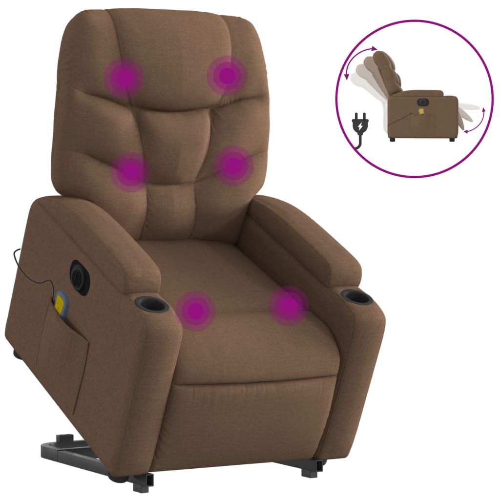 Fauteuil inclinable de massage électrique Marron Tissu