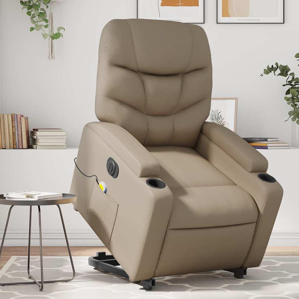 Fauteuil inclinable de massage électrique cappuccino similicuir