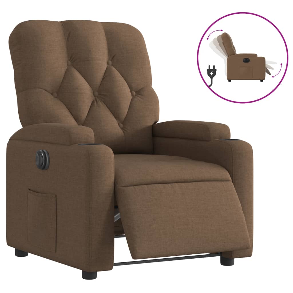 Fauteuil inclinable électrique Marron Tissu