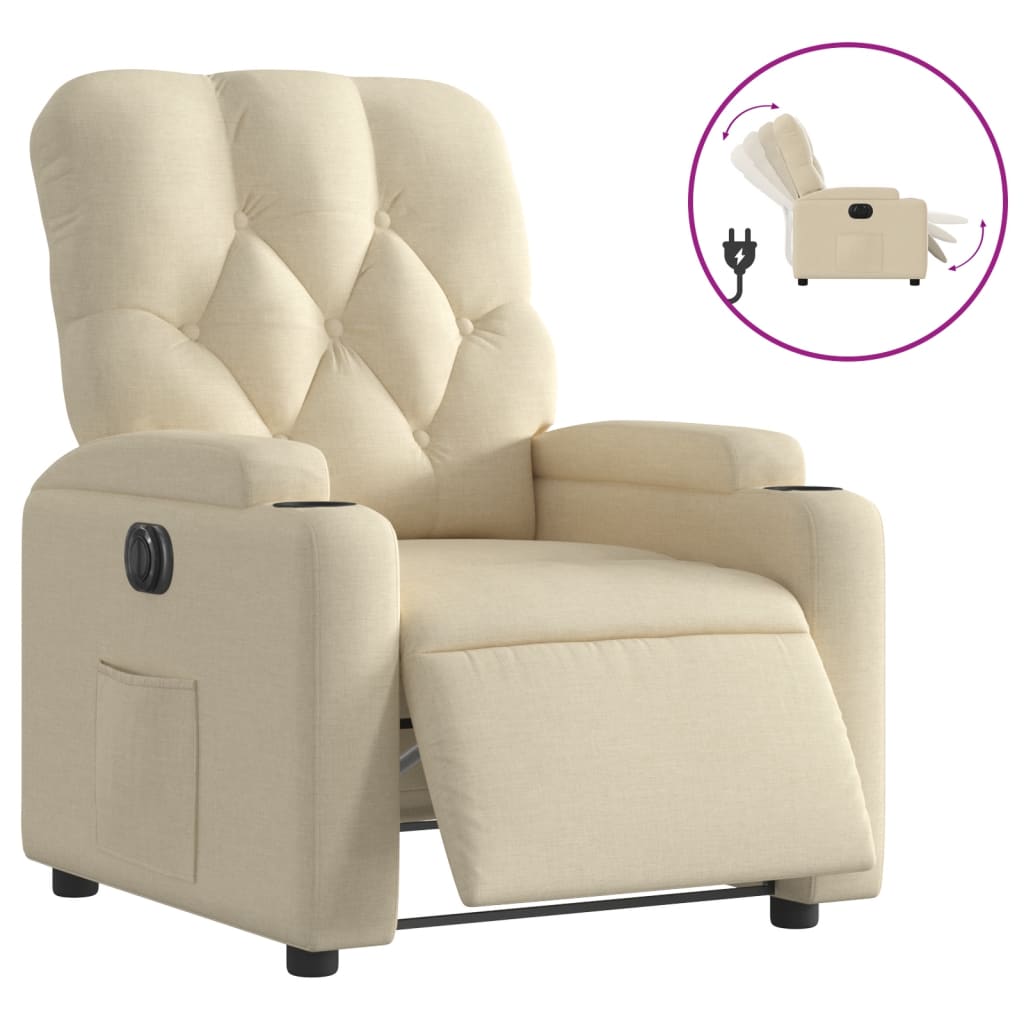 Fauteuil inclinable électrique Crème Tissu