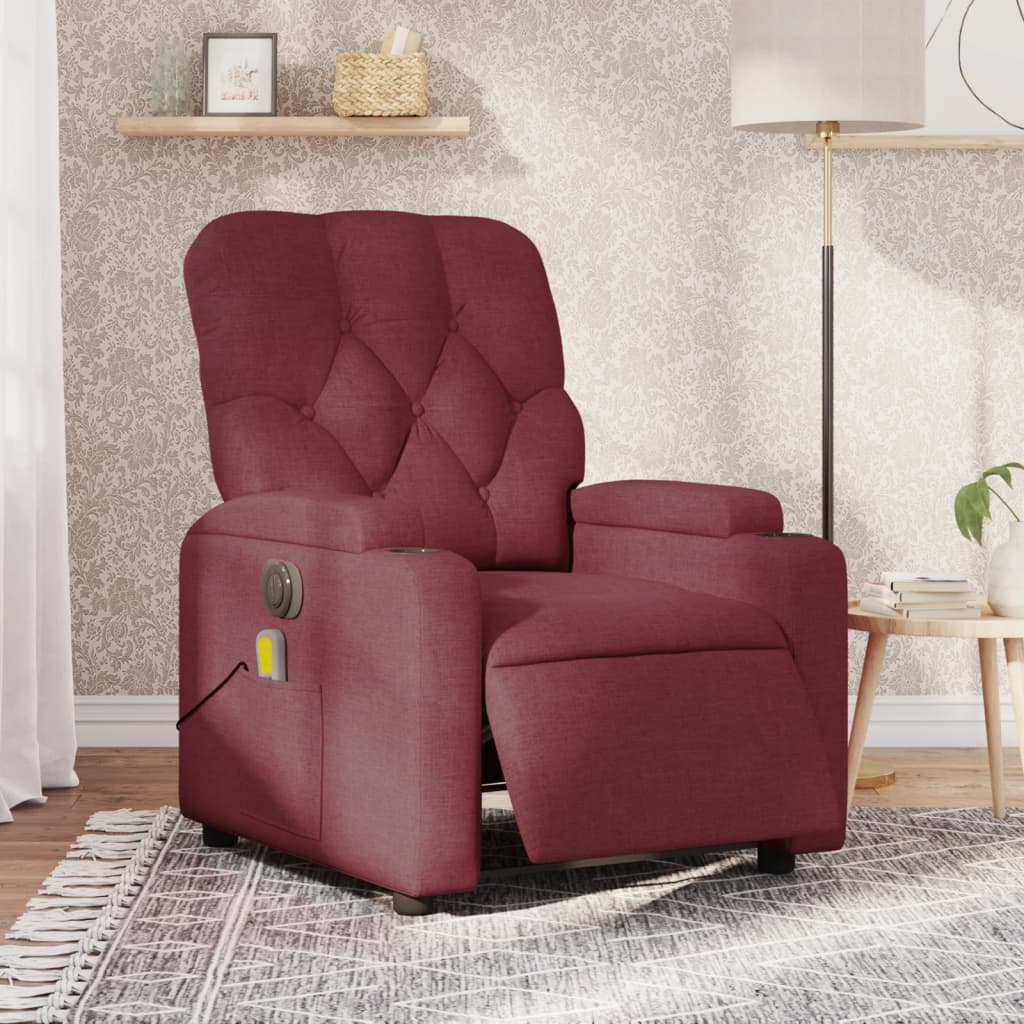 Fauteuil de massage inclinable électrique Rouge bordeaux Tissu
