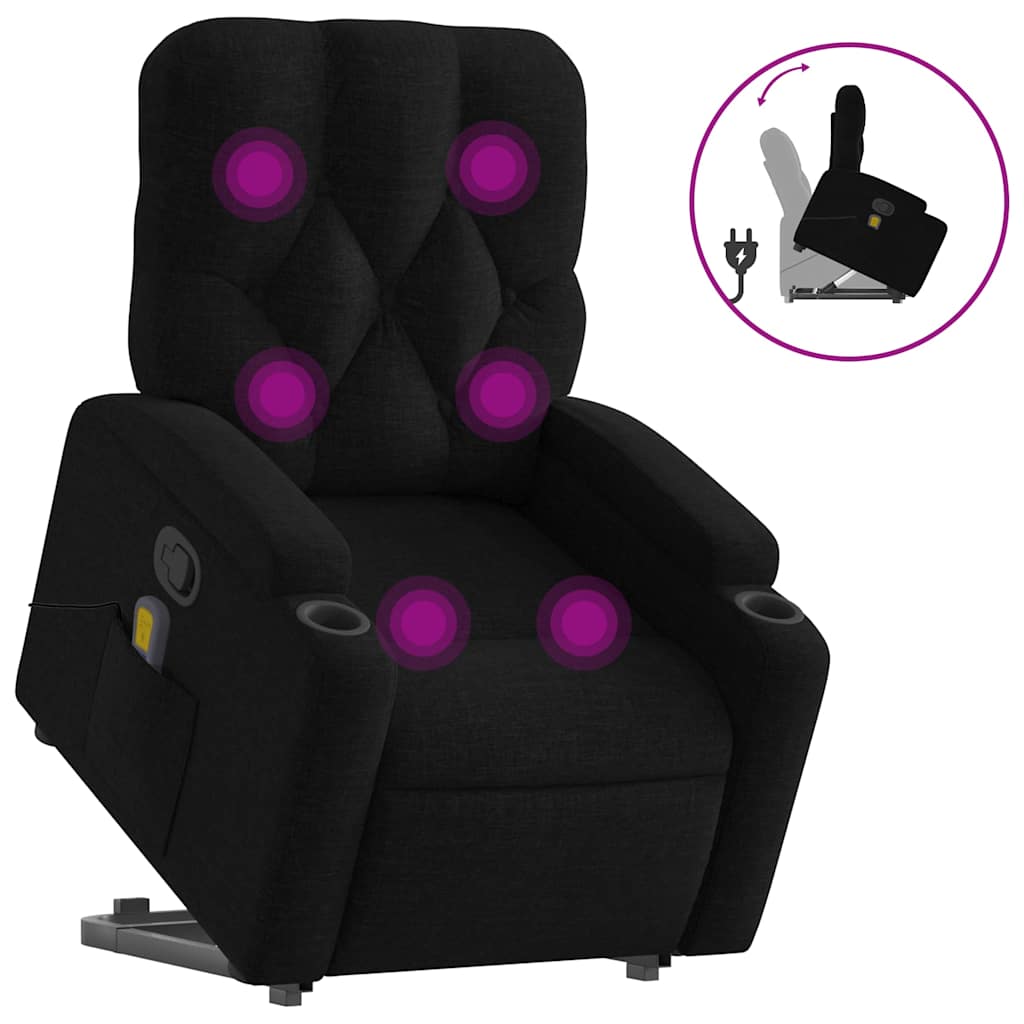 Fauteuil de massage inclinable Noir Tissu