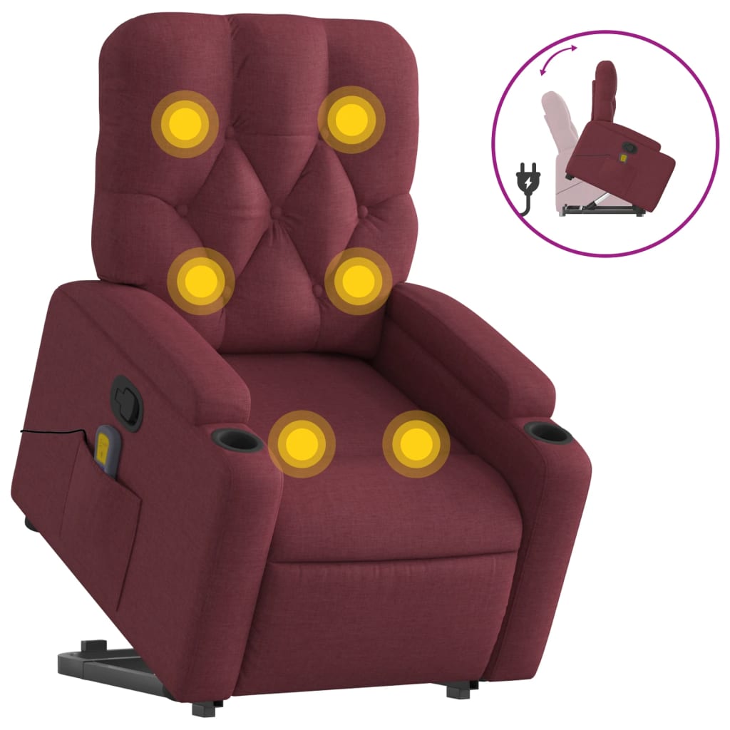Fauteuil inclinable de massage Rouge bordeaux Tissu