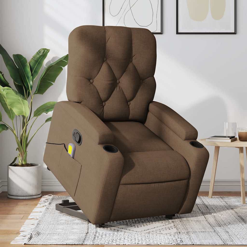 Fauteuil de massage inclinable Marron Tissu