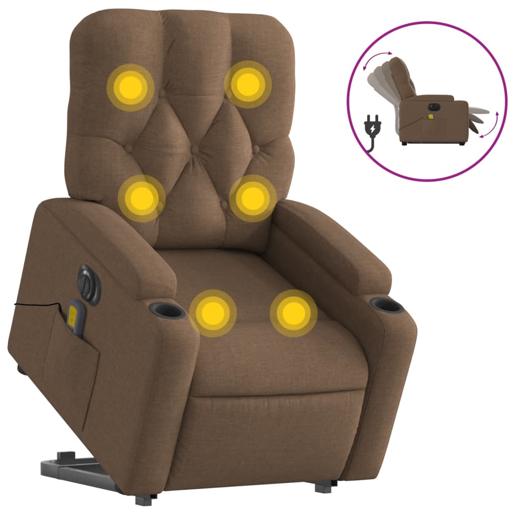 Fauteuil inclinable de massage électrique Marron Tissu