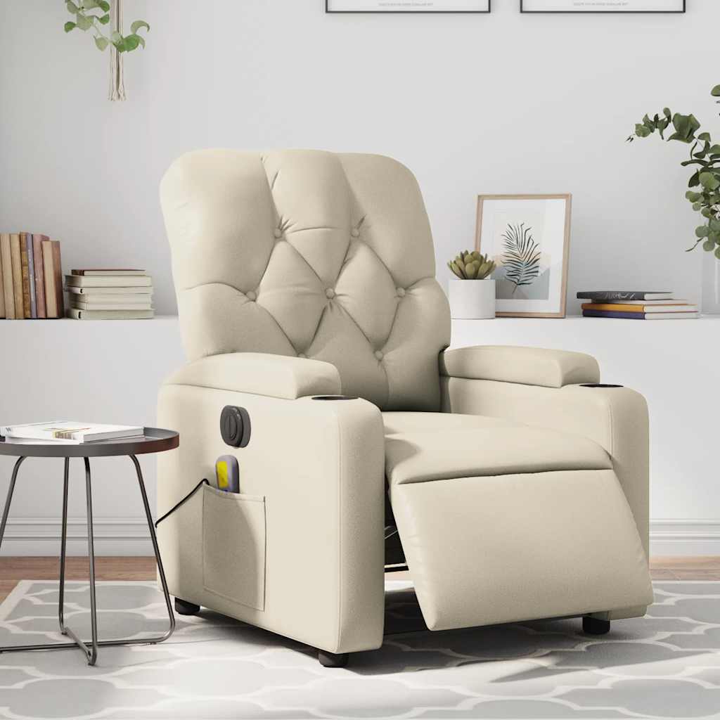 Fauteuil de massage inclinable électrique crème similicuir