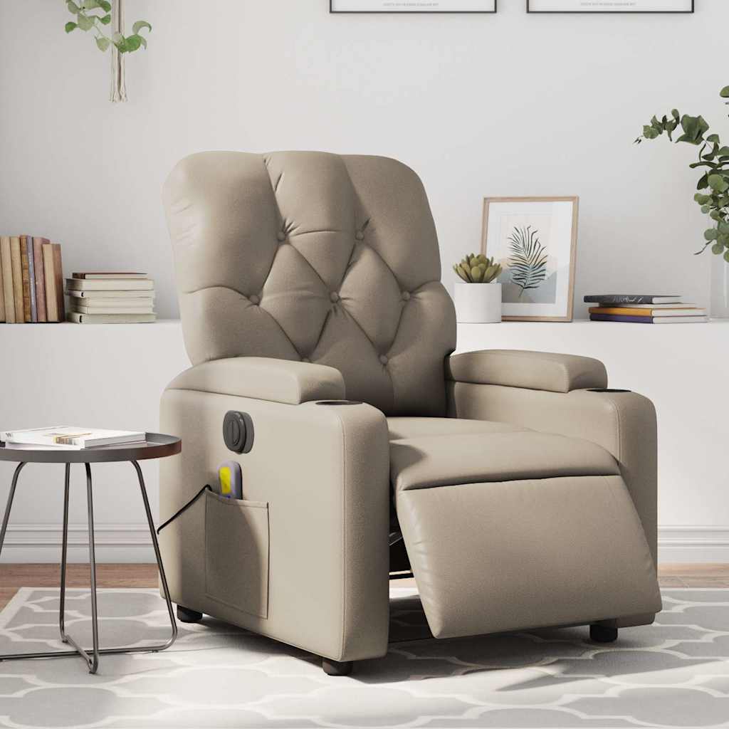 Fauteuil de massage inclinable électrique cappuccino similicuir