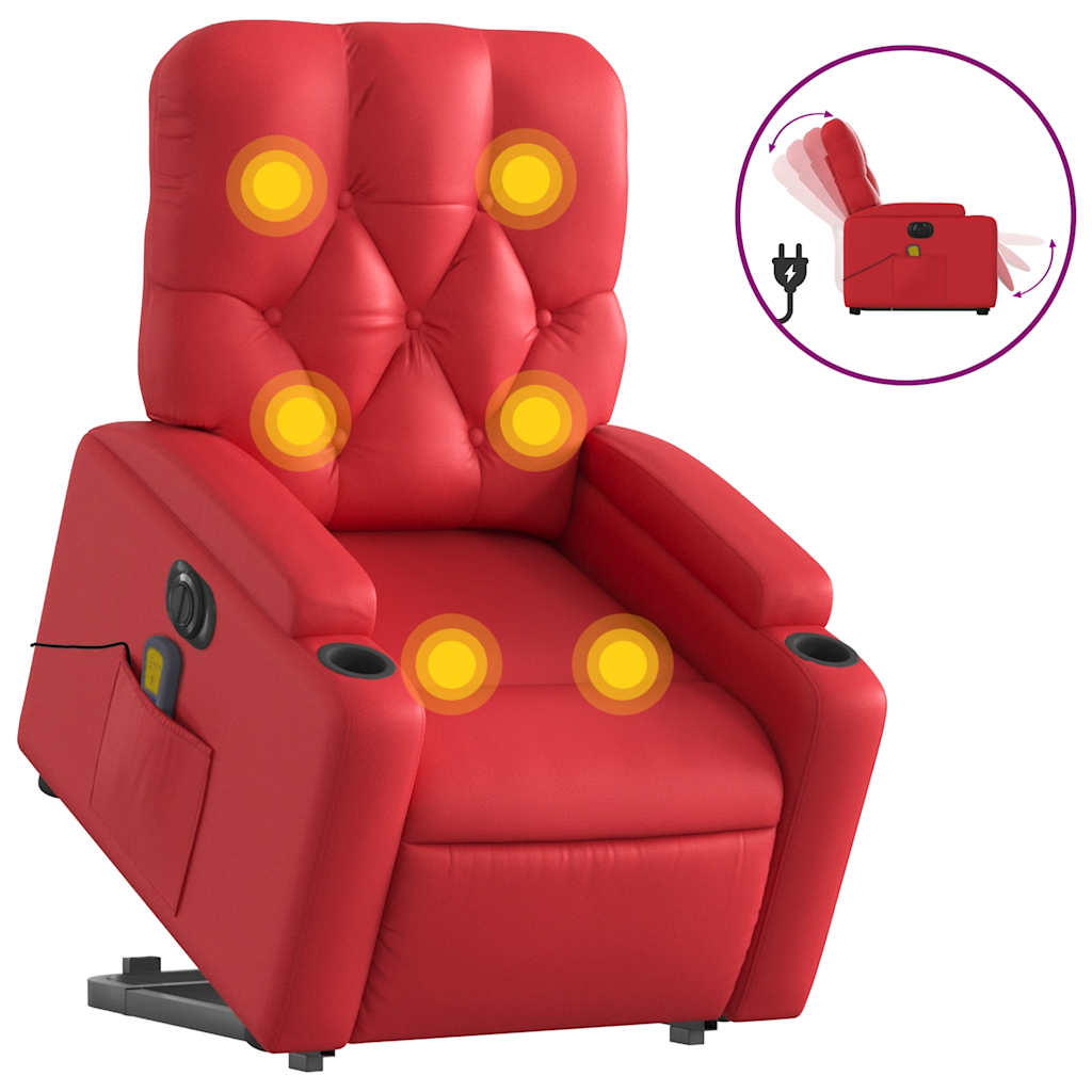 Fauteuil inclinable de massage électrique rouge similicuir