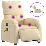 Fauteuil inclinable de massage électrique crème tissu