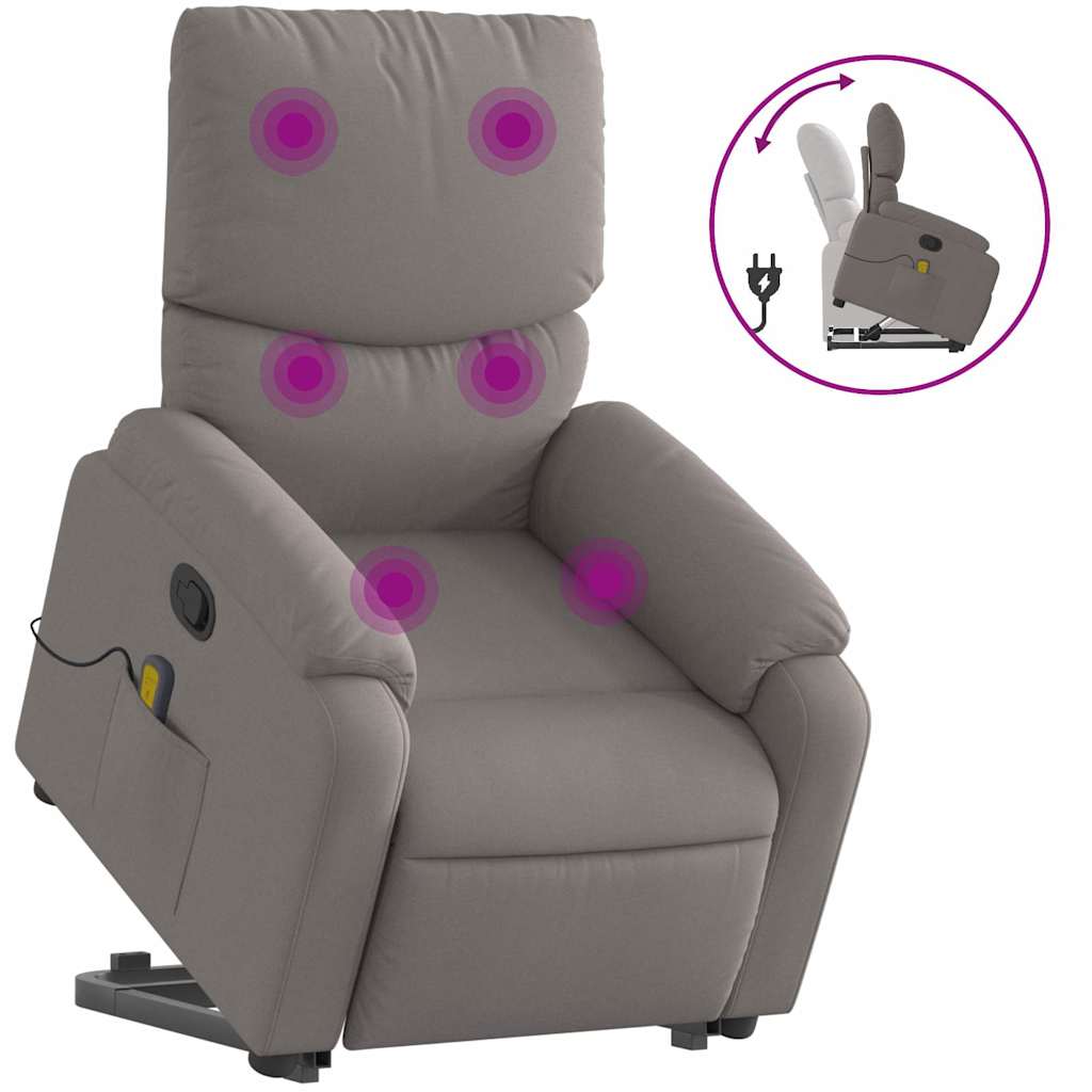 Fauteuil inclinable de massage Taupe Tissu
