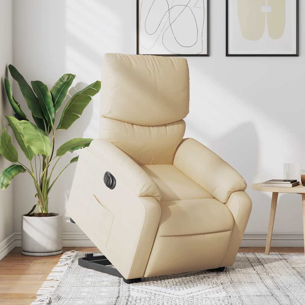 Fauteuil inclinable électrique crème tissu