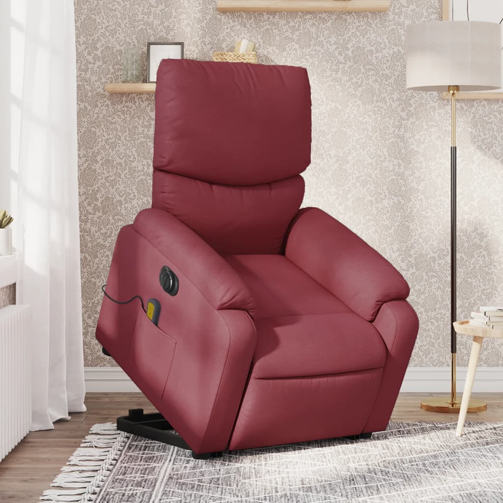 Fauteuil inclinable de massage électrique Rouge bordeaux Tissu