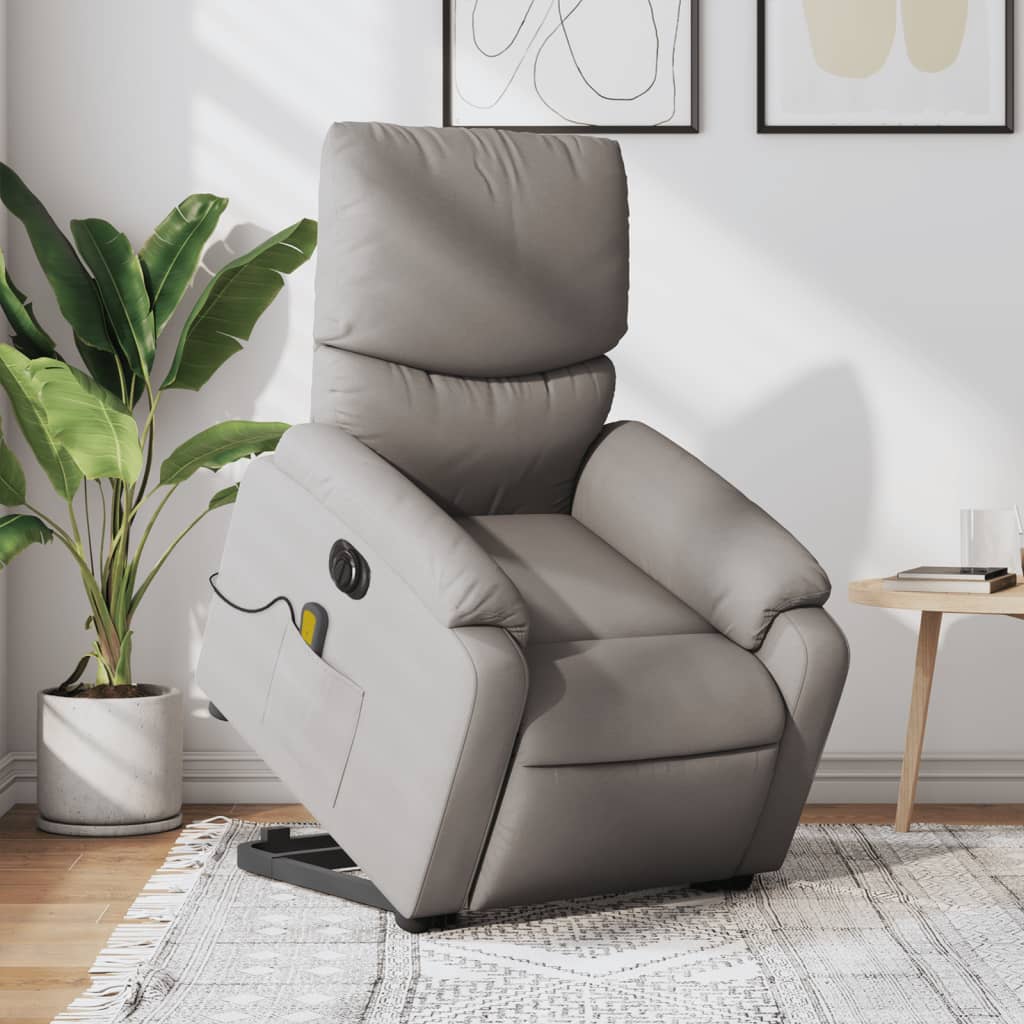 Fauteuil inclinable de massage électrique Taupe Tissu