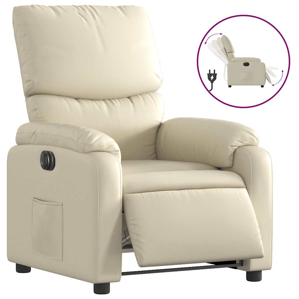 Fauteuil inclinable électrique Crème Similicuir