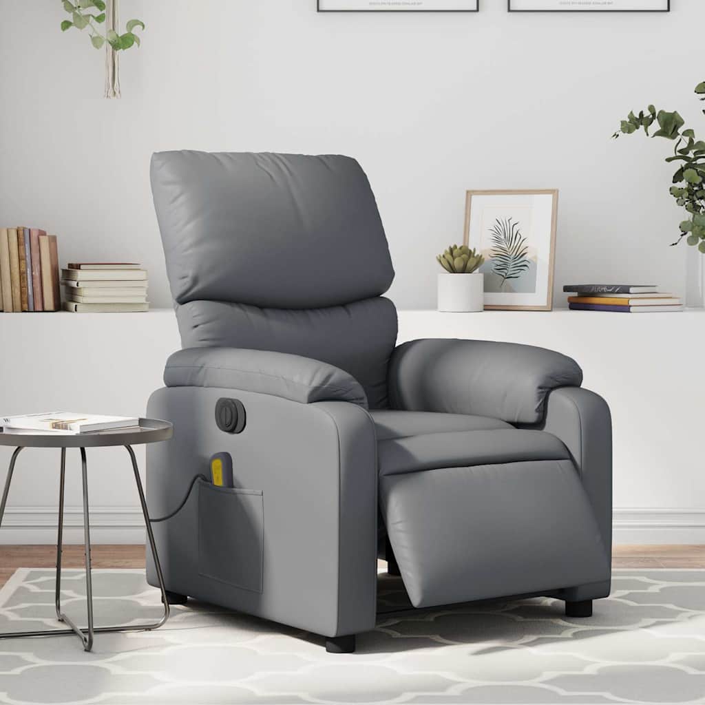 Fauteuil de massage inclinable électrique gris similicuir