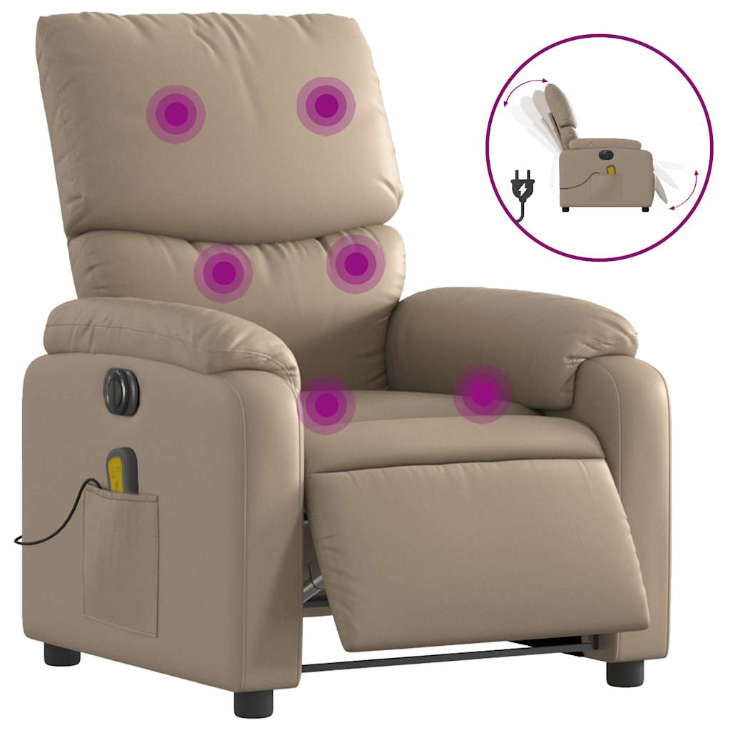 Fauteuil de massage inclinable électrique cappuccino similicuir