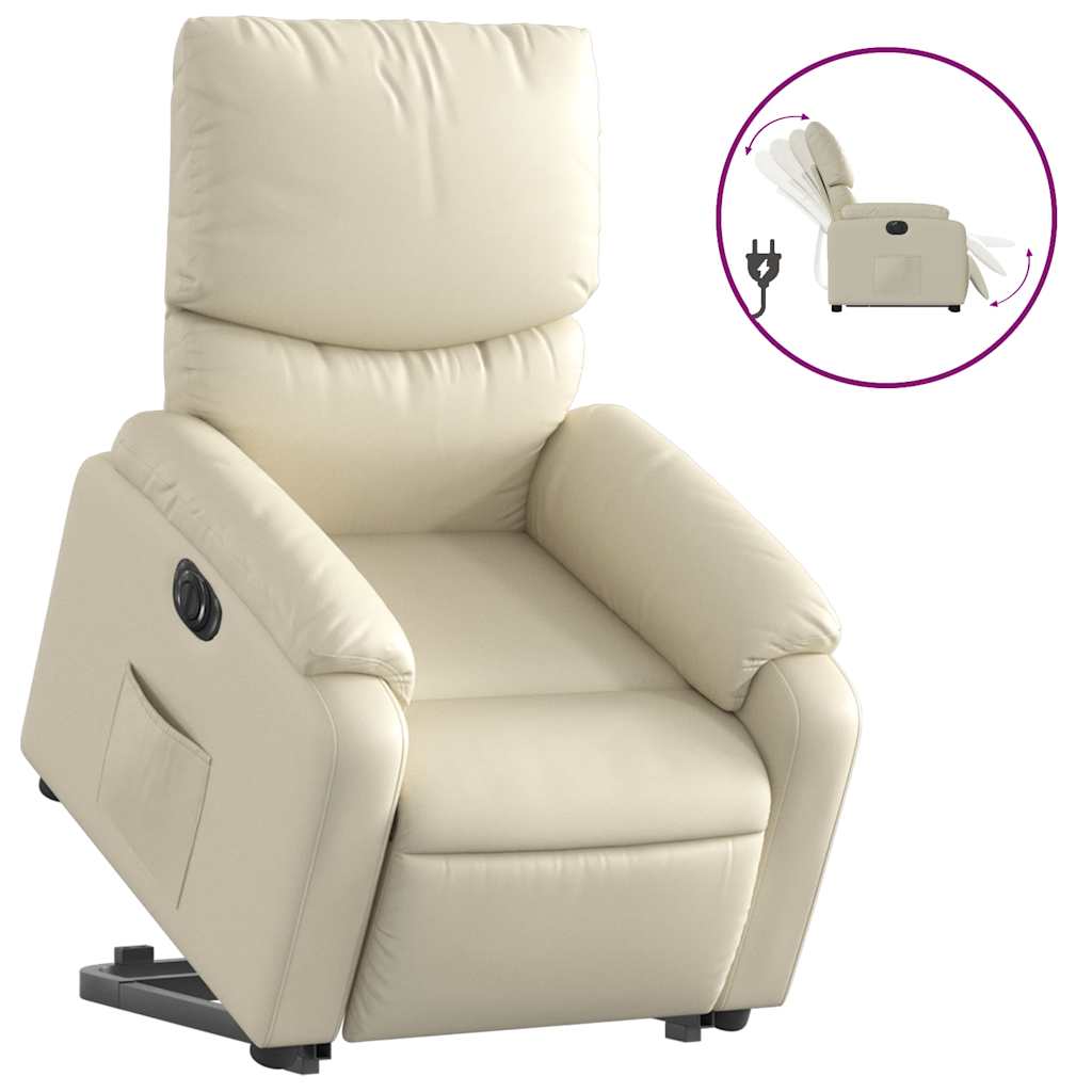 Fauteuil inclinable électrique crème similicuir