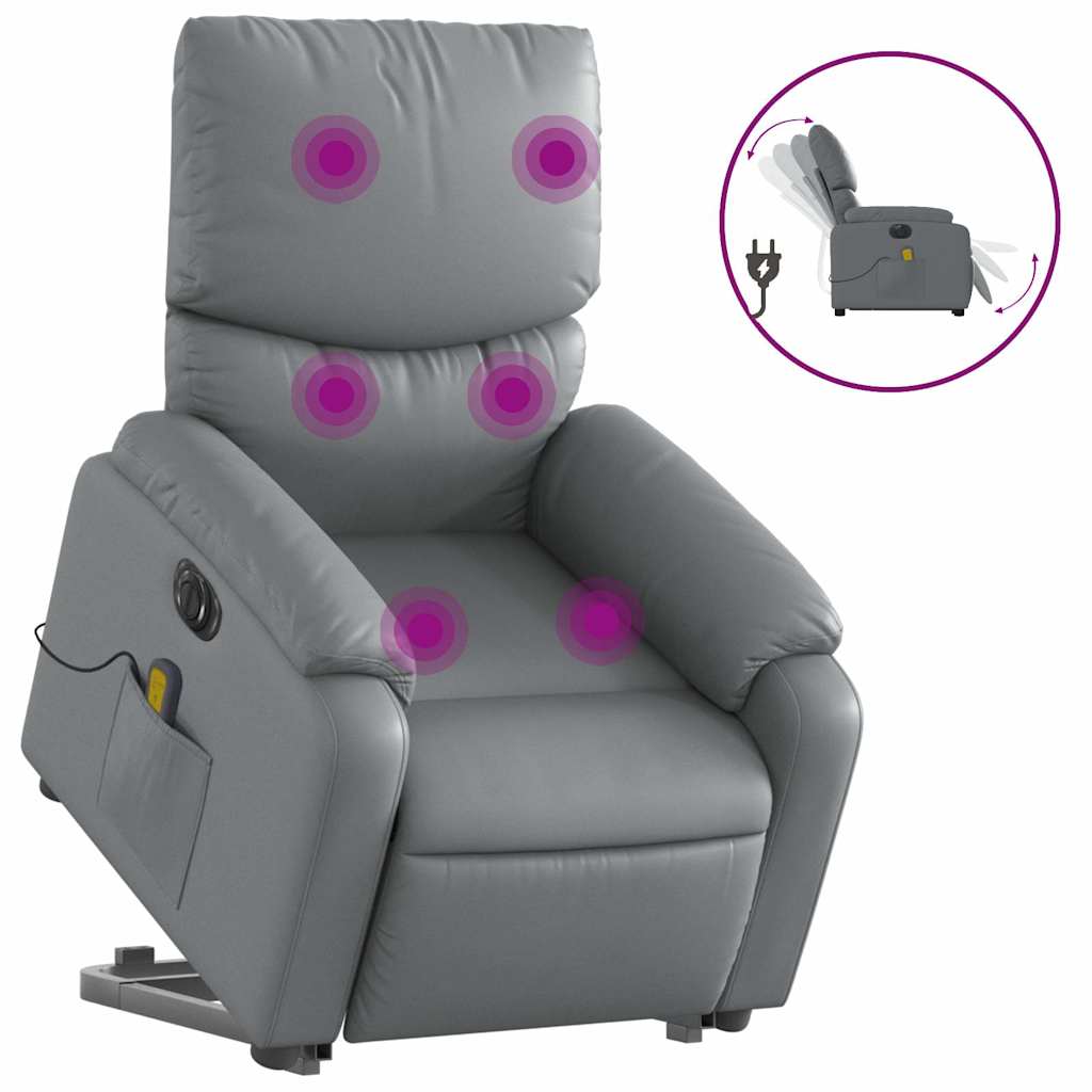 Fauteuil inclinable de massage électrique gris similicuir