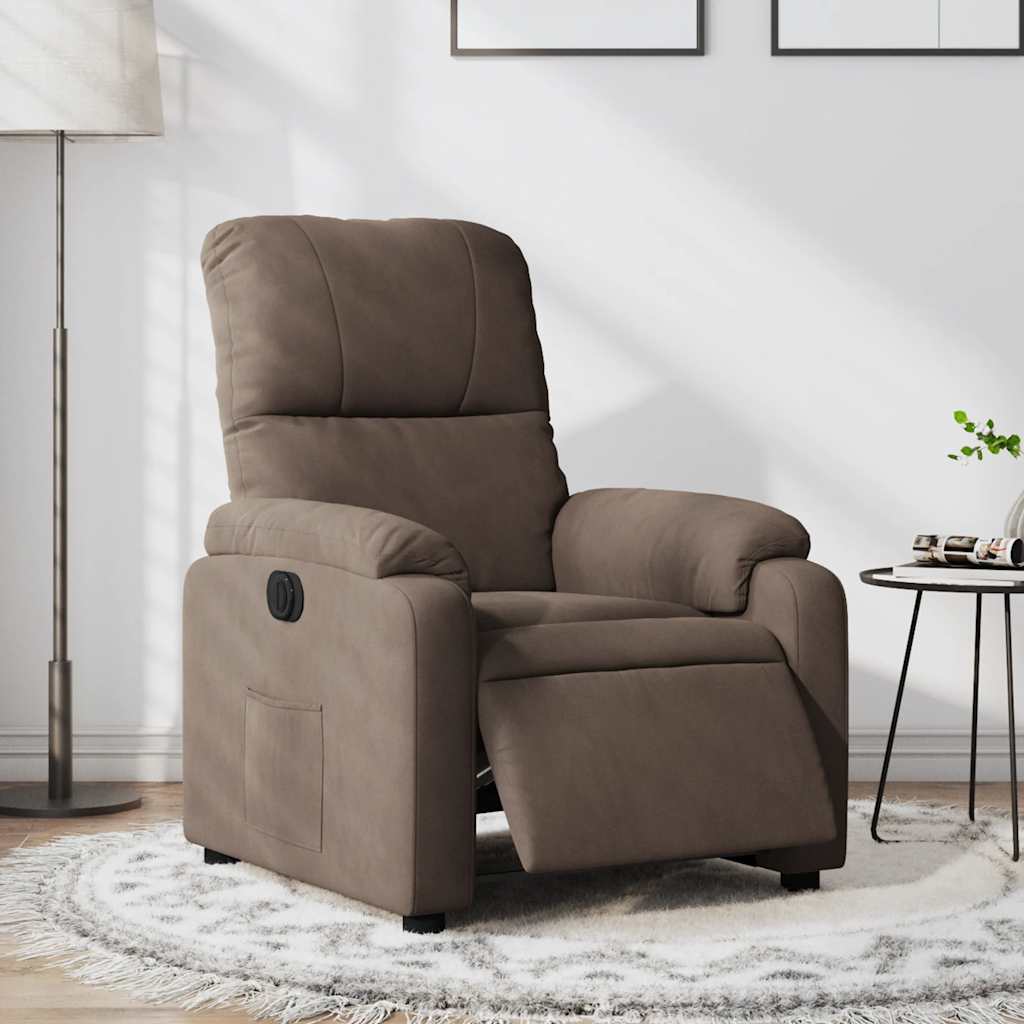 Fauteuil inclinable électrique marron tissu microfibre
