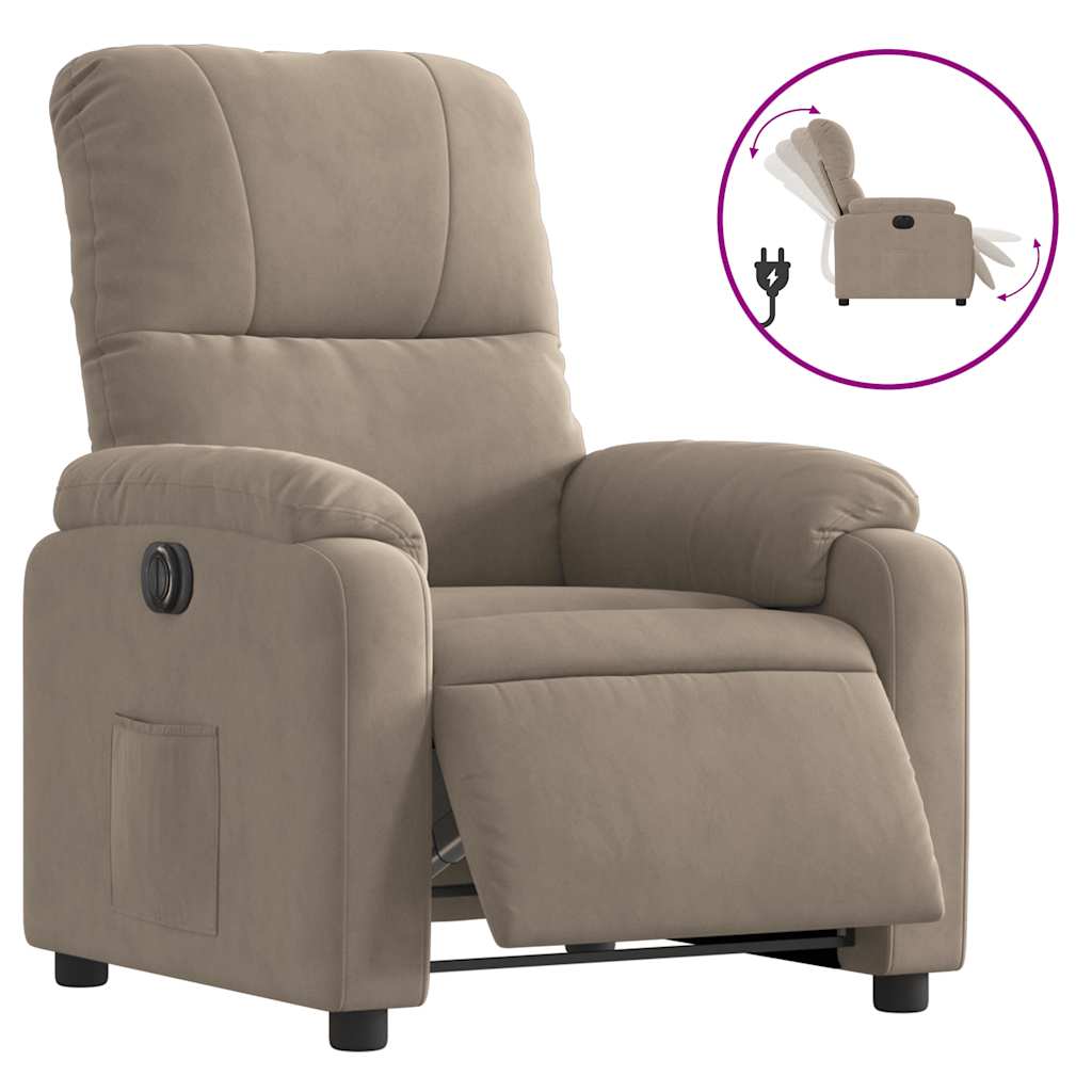 Fauteuil inclinable électrique taupe tissu microfibre