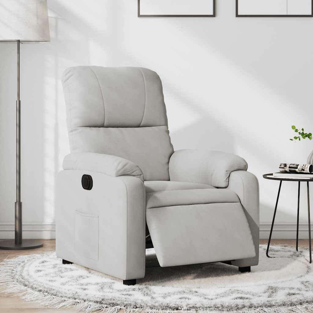 Fauteuil inclinable électrique gris clair tissu microfibre