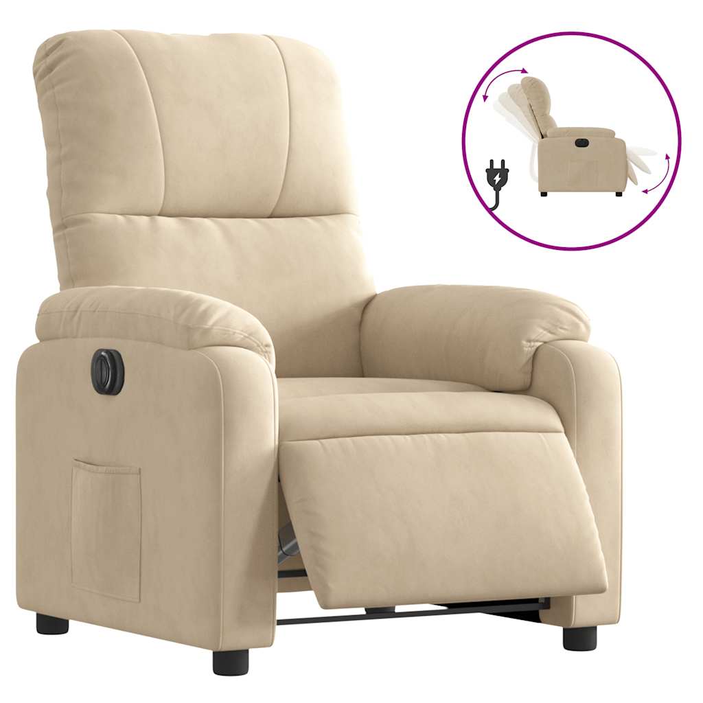 Fauteuil inclinable électrique crème tissu microfibre