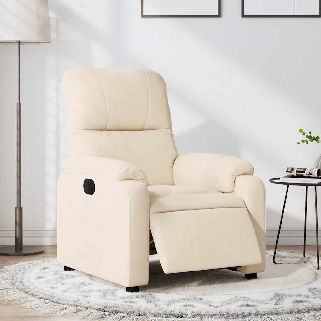 Fauteuil inclinable électrique beige tissu microfibre