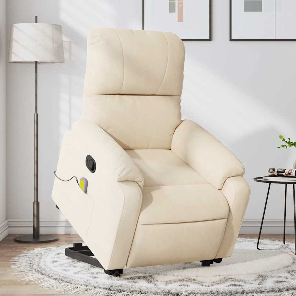 Fauteuil inclinable de massage beige tissu microfibre