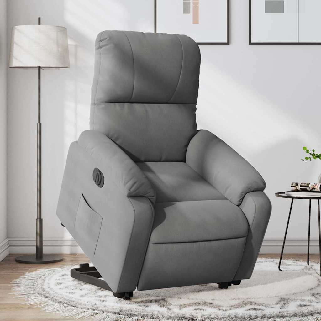 Fauteuil inclinable électrique gris foncé tissu microfibre