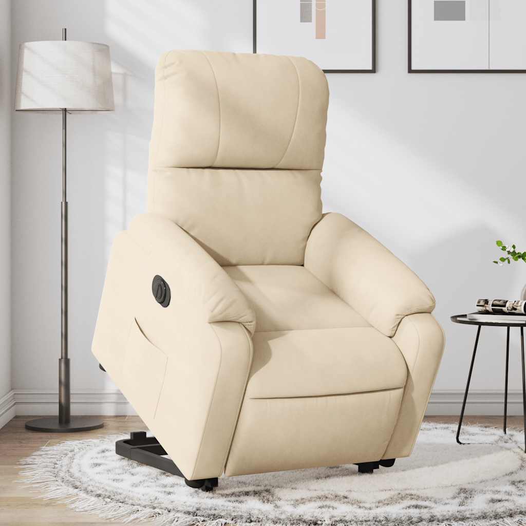 Fauteuil inclinable électrique crème tissu microfibre