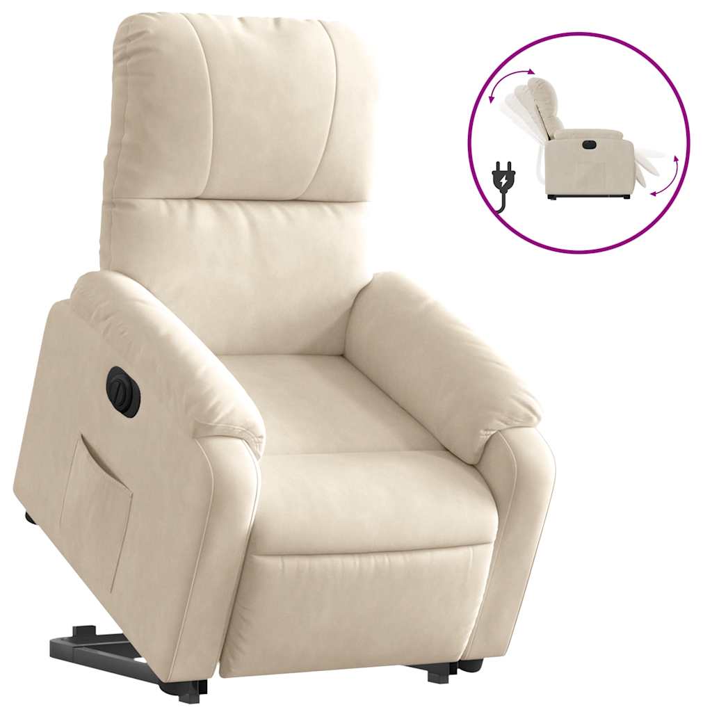 Fauteuil inclinable électrique beige tissu microfibre