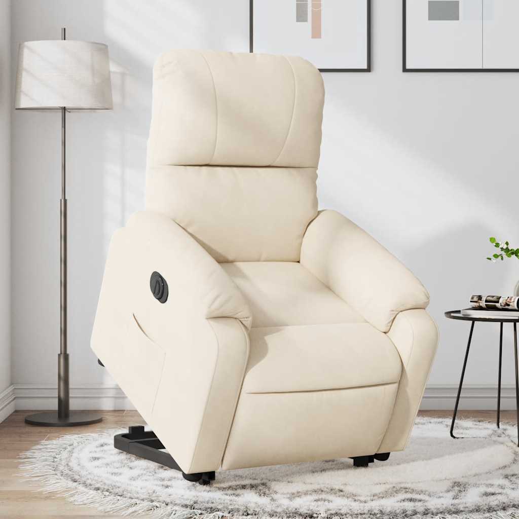 Fauteuil inclinable électrique beige tissu microfibre