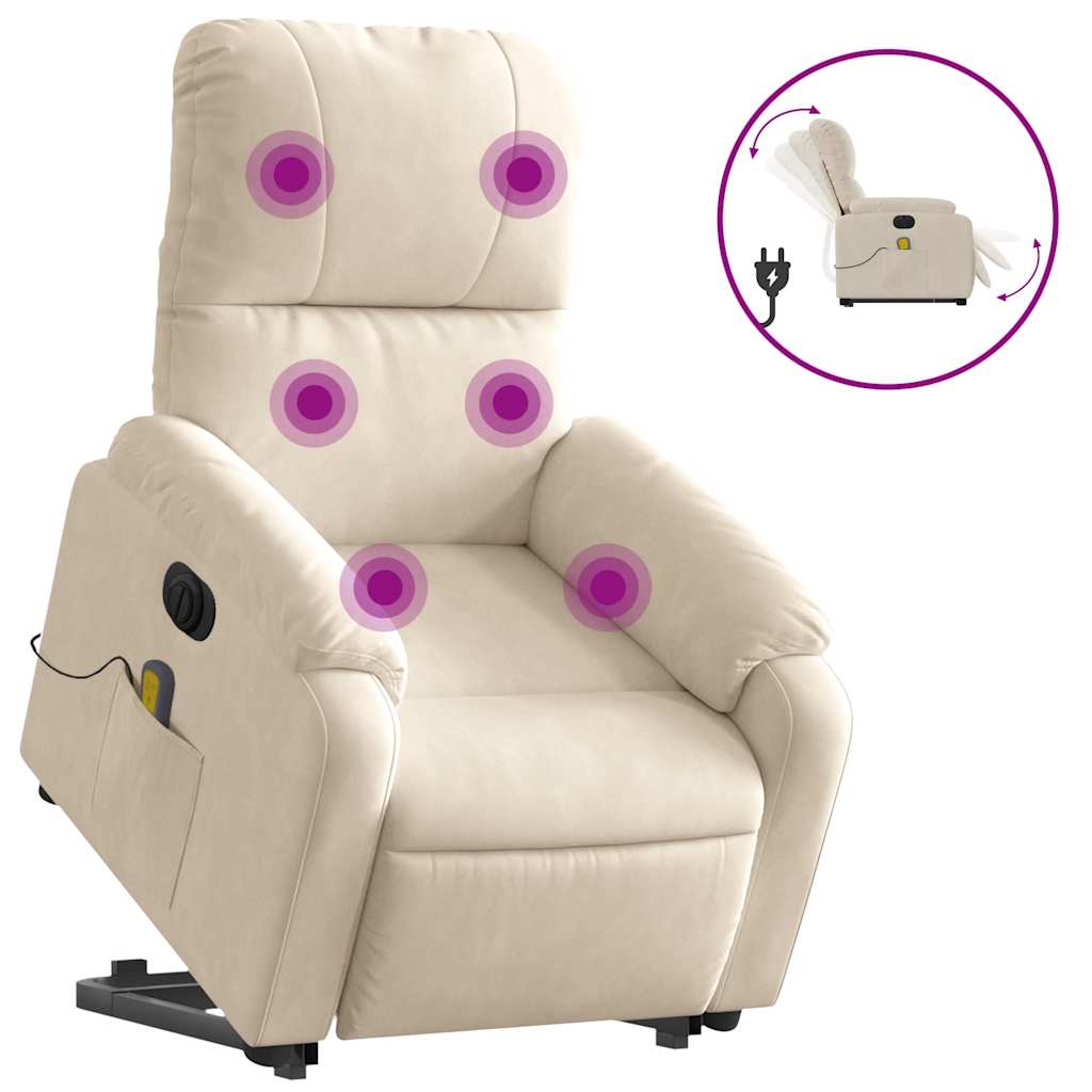 Fauteuil inclinable de massage électrique beige microfibres