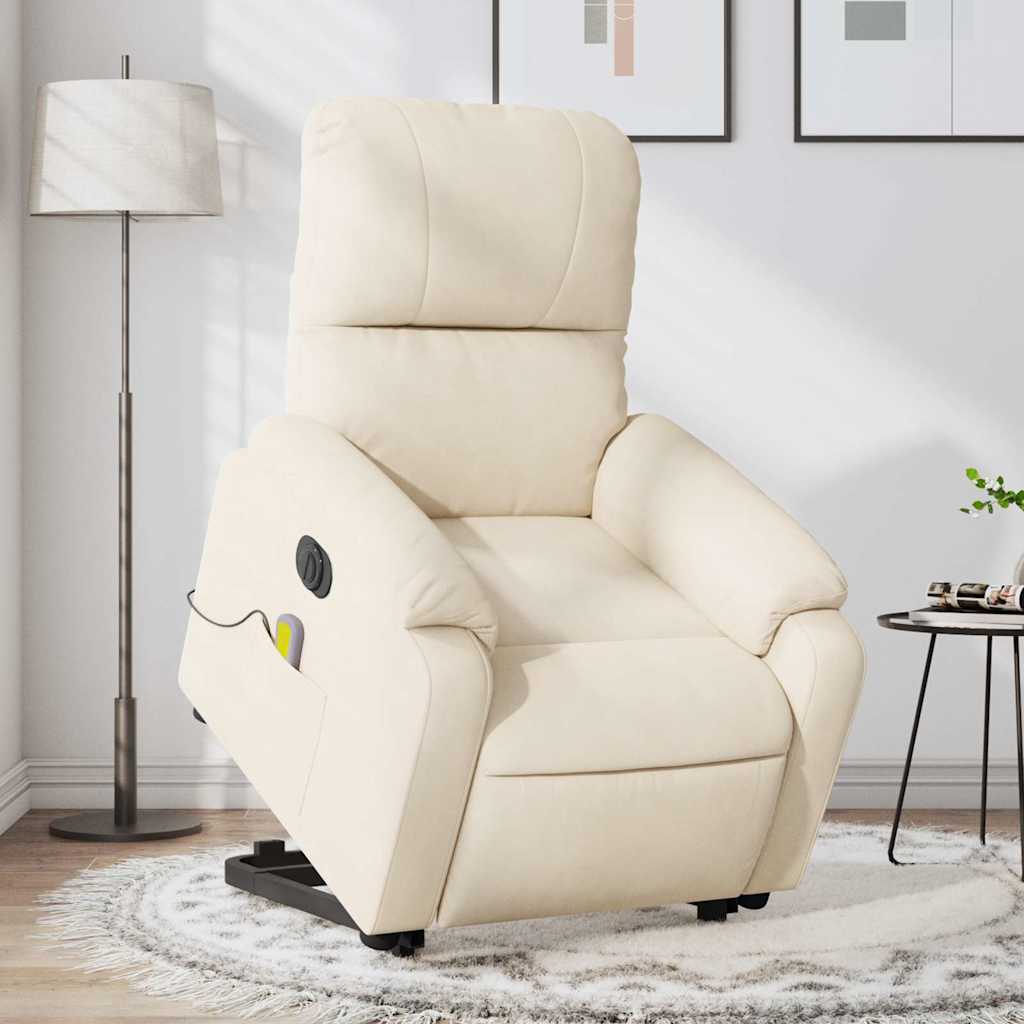 Fauteuil inclinable de massage électrique beige microfibres