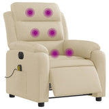 Fauteuil inclinable de massage électrique crème tissu