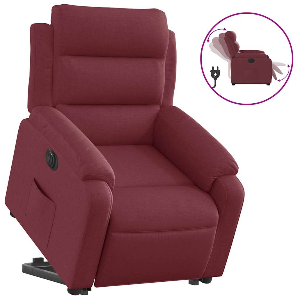 Fauteuil inclinable électrique rouge bordeaux tissu