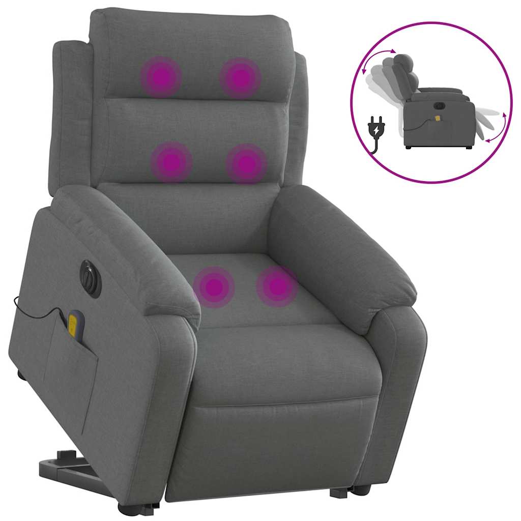 Fauteuil inclinable de massage électrique Gris foncé Tissu