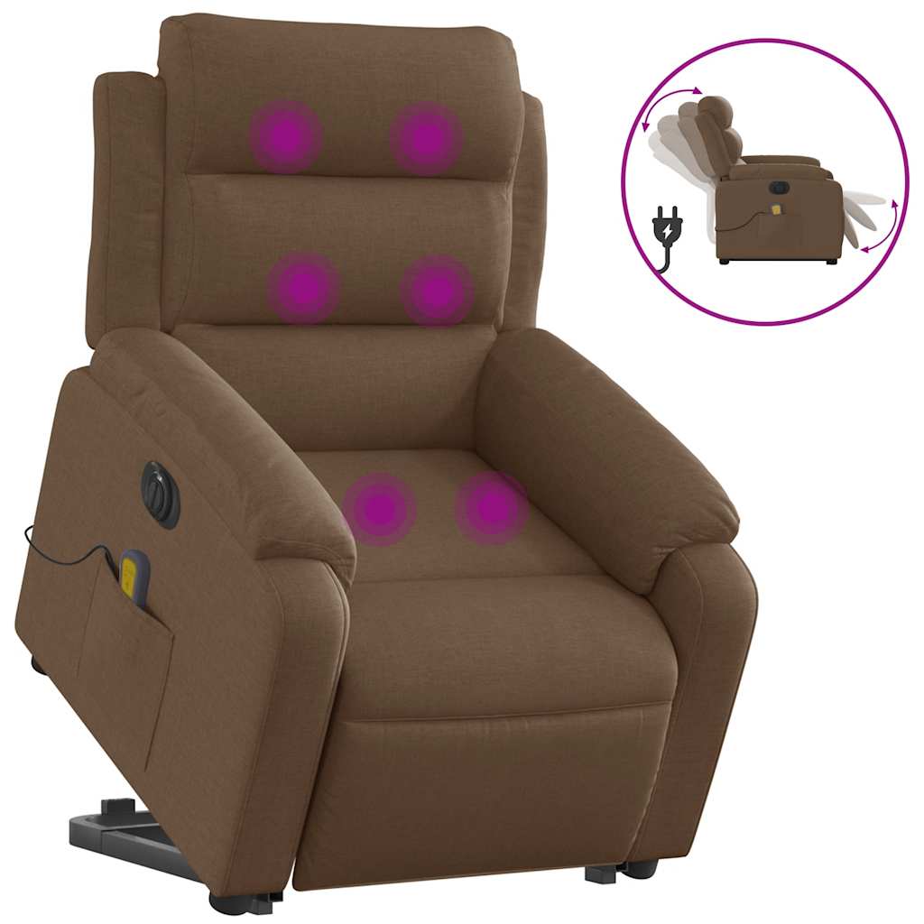 Fauteuil inclinable de massage électrique Marron Tissu